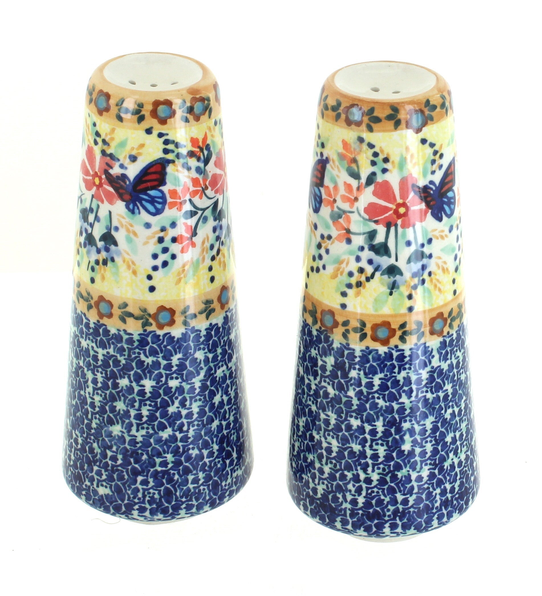 Manufaktura Blue Butterfly Salt & Pepper Shaker — Polish Pottery