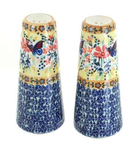 Manufaktura Blue Butterfly Salt & Pepper Shaker — Polish Pottery
