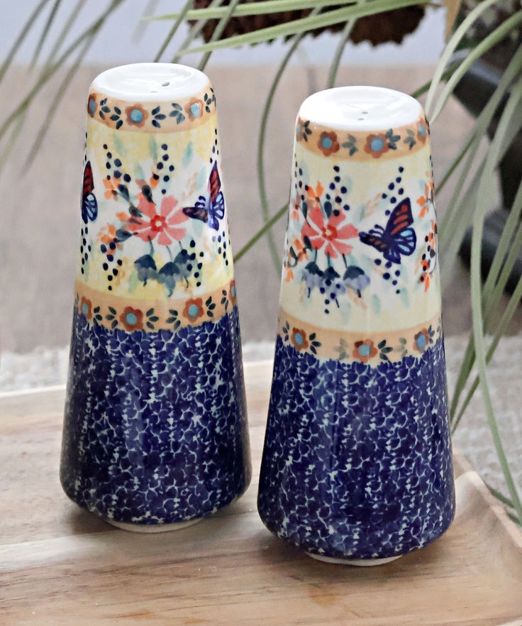 Detail image of Manufaktura Blue Butterfly Salt & Pepper Shaker — Polish Pottery