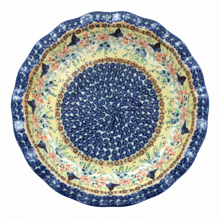 Manufaktura Blue Butterfly Pie Plate — Polish Pottery