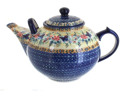 Manufaktura Blue Butterfly Teapot — Polish Pottery