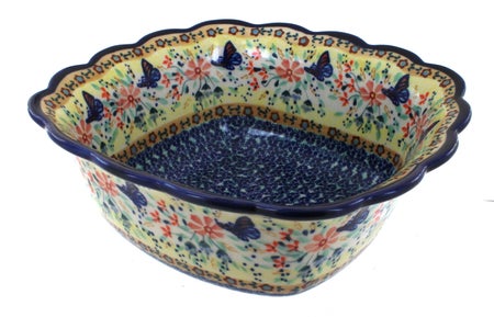 Manufaktura Blue Butterfly Large Serving Piece — Polish Pottery