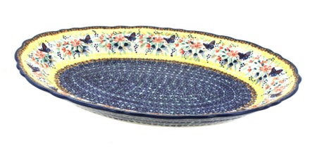 Manufaktura Blue Butterfly Large Serving Piece — Polish Pottery