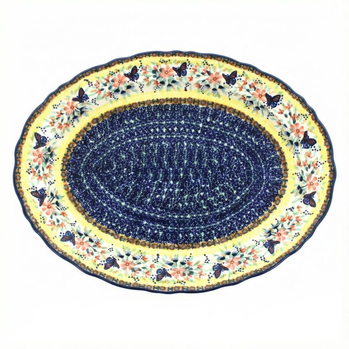 Manufaktura Blue Butterfly Large Serving Piece — Polish Pottery