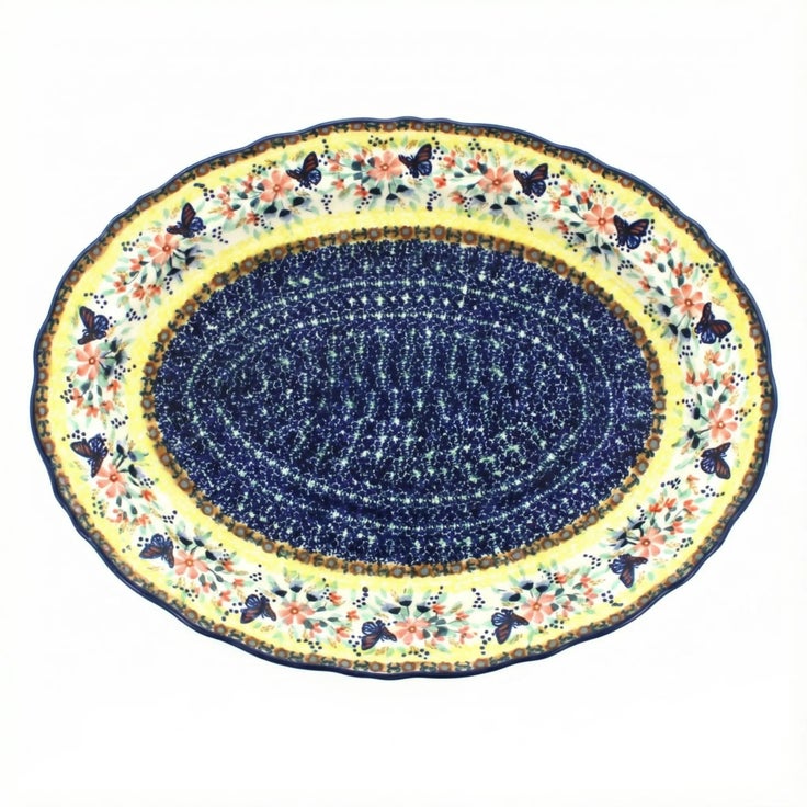 Detail image of Manufaktura Blue Butterfly Large Serving Piece — Polish Pottery