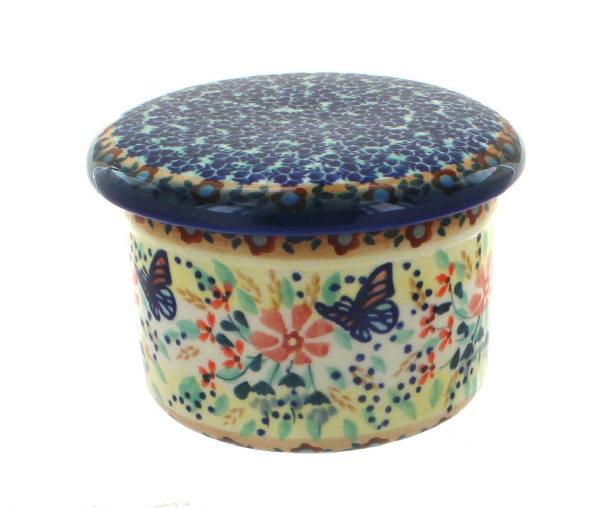 Manufaktura Blue Butterfly Butter Dish — Polish Pottery