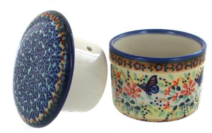 Manufaktura Blue Butterfly Butter Dish — Polish Pottery