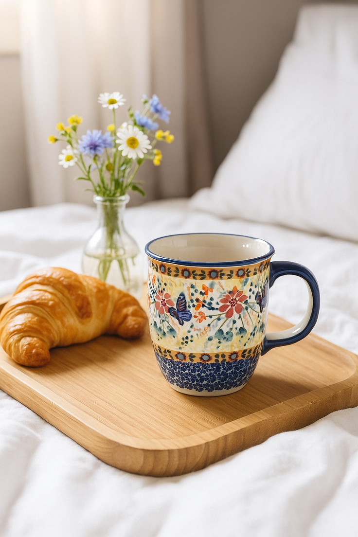 Detail image of Manufaktura Blue Butterfly Mug — Polish Pottery