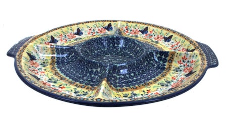 Manufaktura Blue Butterfly Large Serving Piece — Polish Pottery