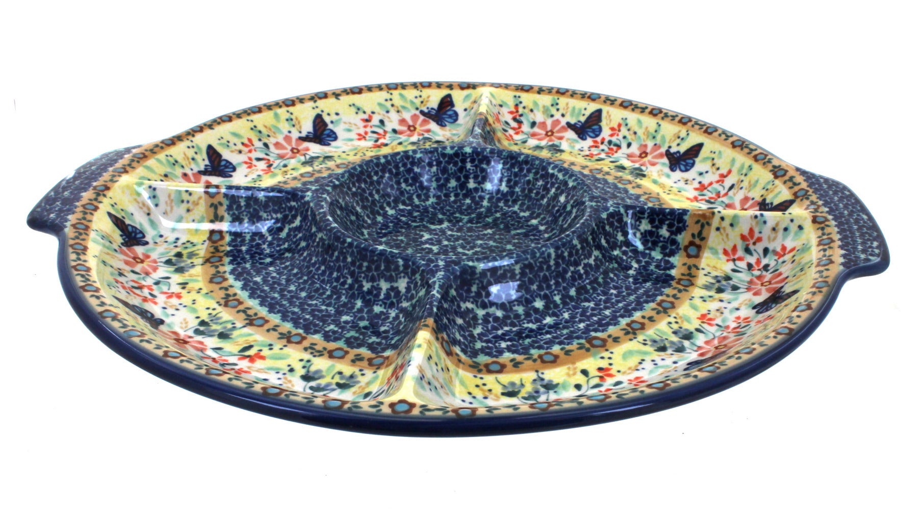 Manufaktura Blue Butterfly Large Serving Piece — Polish Pottery