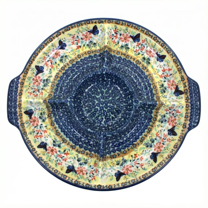 Manufaktura Blue Butterfly Large Serving Piece — Polish Pottery