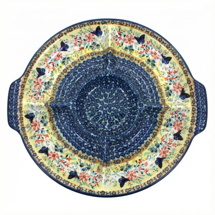 Detail image of Manufaktura Blue Butterfly Large Serving Piece — Polish Pottery