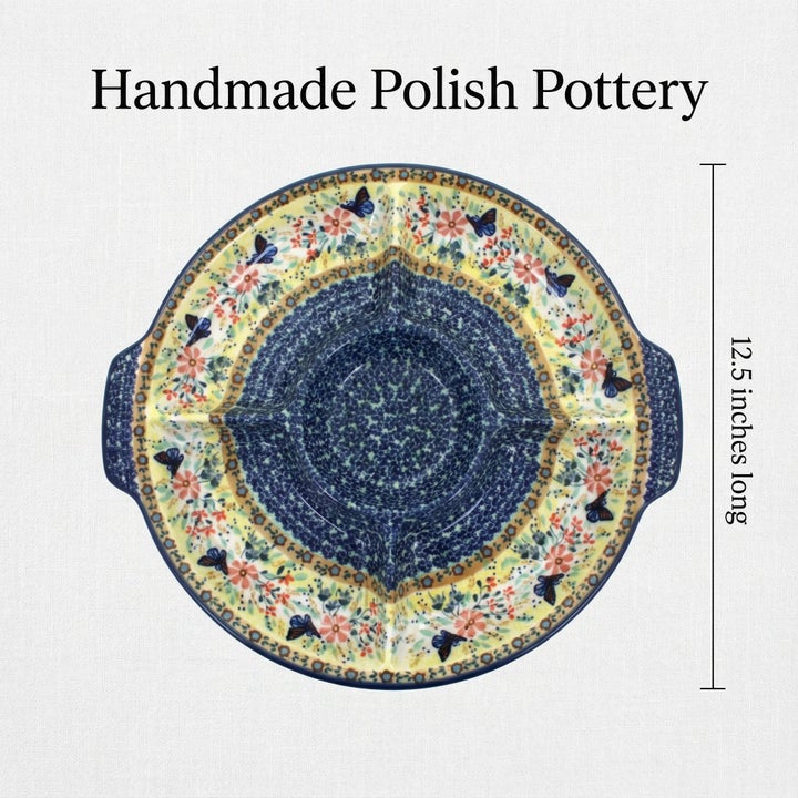 Manufaktura Blue Butterfly Large Serving Piece — Polish Pottery