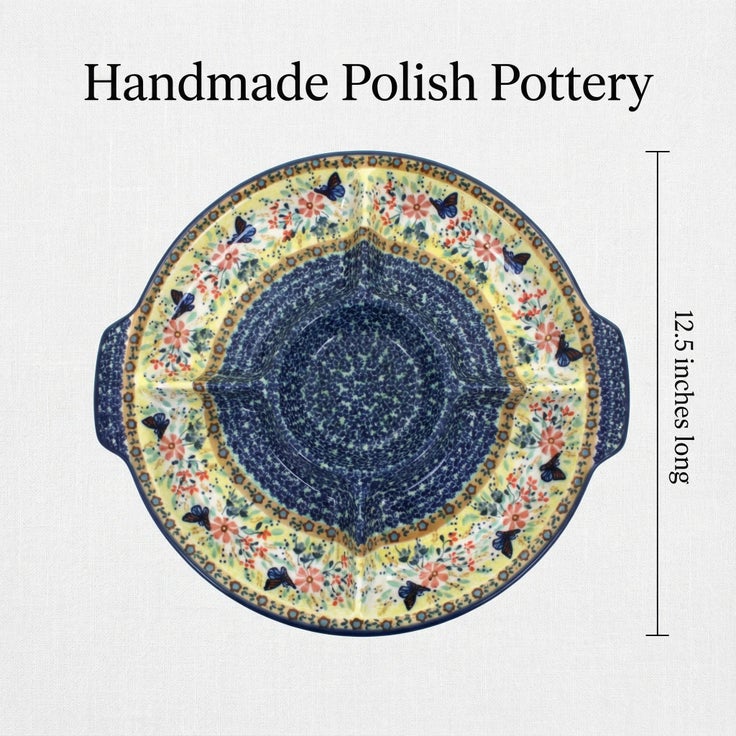 Detail image of Manufaktura Blue Butterfly Large Serving Piece — Polish Pottery