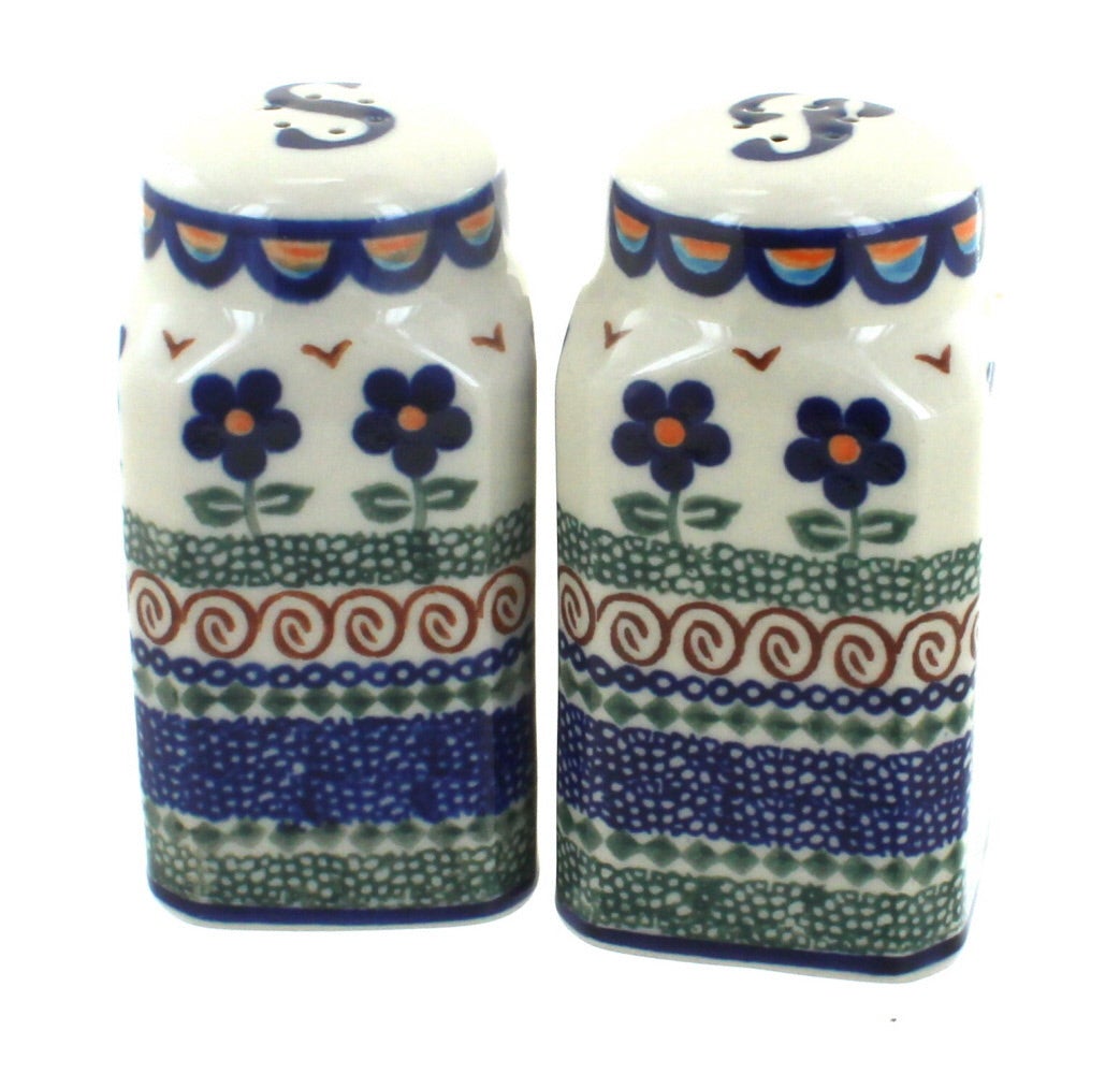 Vena Aztec Flower Salt & Pepper Shaker — Polish Pottery