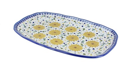 WR Unikat Yellow Daisy Medium Serving Piece — Polish Pottery