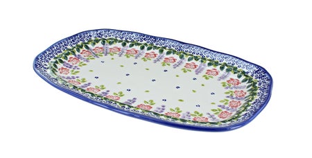 WR Unikat Roses Are Red Medium Serving Piece — Polish Pottery