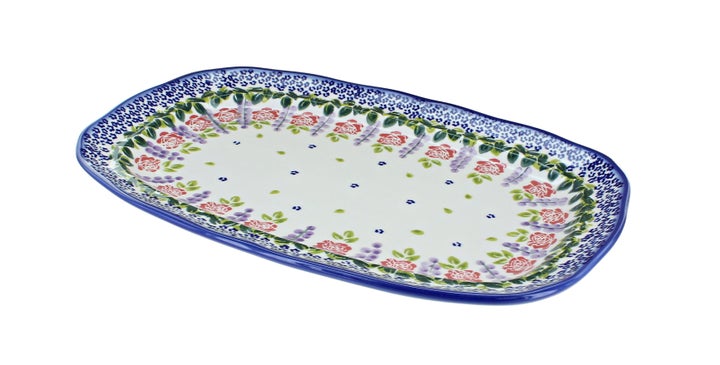 WR Unikat Roses Are Red Medium Serving Piece — Polish Pottery