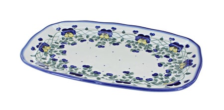 WR Unikat Pansies Medium Serving Piece — Polish Pottery