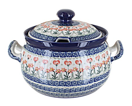Ceramika Artystyczna Peach Posy Large Serving Piece — Polish Pottery