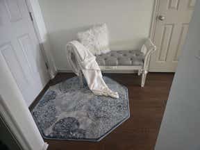 Customer photo for review titled "Beautiful Rug. Blue is my favorite color."