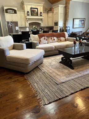 Customer photo for review titled "Layered rugs"