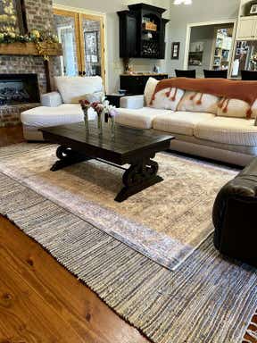 Customer photo for review titled "Layered rugs"