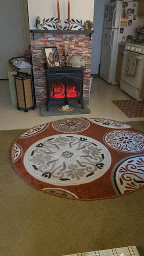 Customer photo for review titled "Round colorful durable area rug"