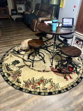 Customer photo for review titled "Beautiful and seemingly durable rug. Happy!"