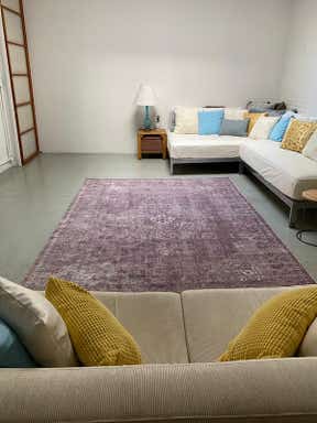 Customer photo for review titled "Love this pretty lavender rug"