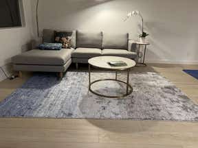 Customer photo for review titled "Gabbeh blue gray 6’x9’"