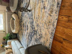 Customer photo for review titled "Beautiful but arrived sloppily FOLDED and hard to get creases/bubbles out"