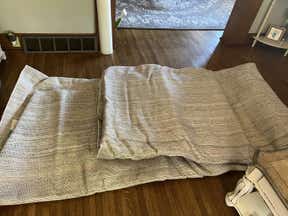 Customer photo for review titled "Gorgeous if you have patience to get wrinkles out"