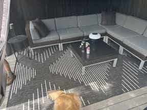 Customer photo for review titled "Very nice outdoor rug"