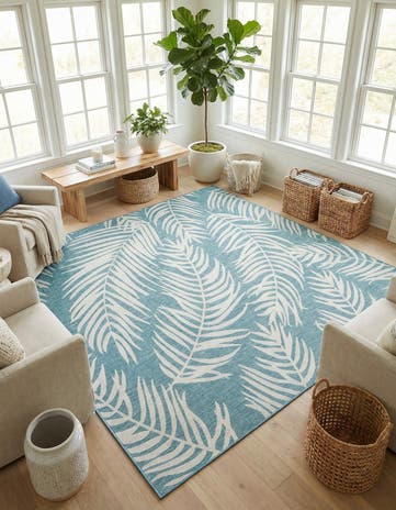 10' 8 x 10' 8 Easy-Clean Botanical Indoor / Outdoor Square Rug