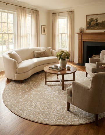 Beige Nepal Round Rug
