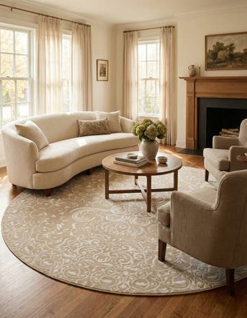 Beige Nepal Round Rug