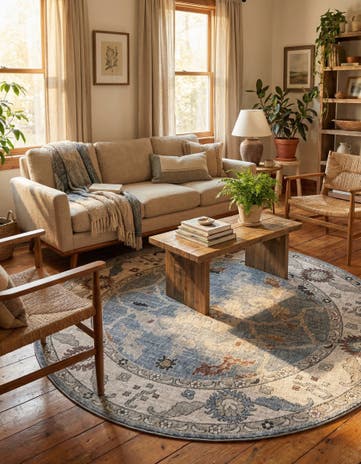 Harbor Blue Eco Traditional Round Rug