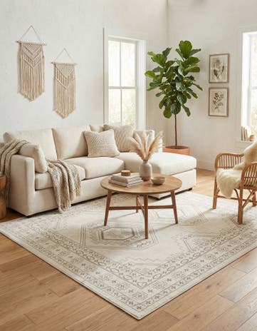 Ivory Charlotte Square Rug