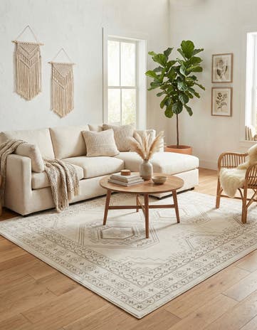 Ivory Charlotte Square Rug