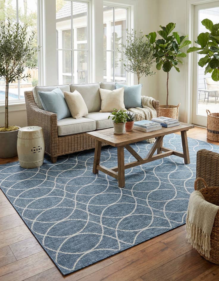 Detail image of 7' 10 x 11'  Washable Trellis Indoor / Outdoor Rug