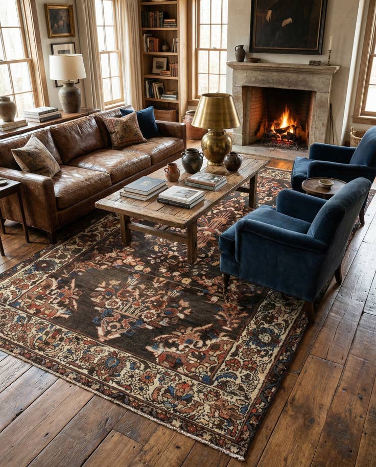 Detail image of 4' 5 x 9' 2 Hamedan Rug