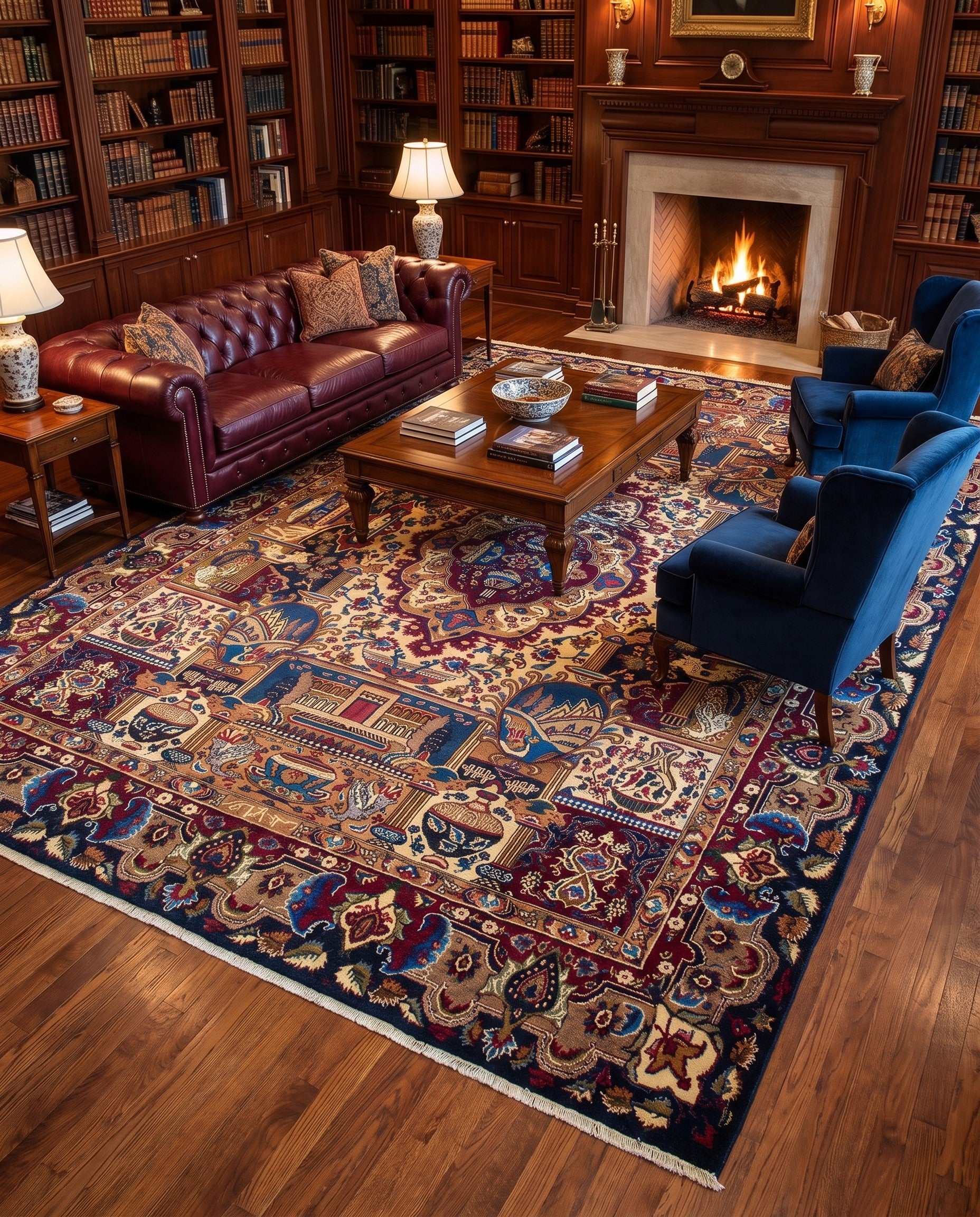 9' 7 x 12' 6 Hand Knotted Kashan Persian Wool Rug