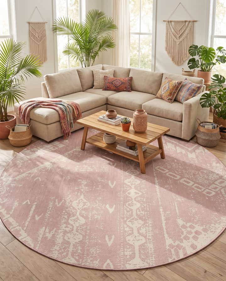 10' 8 x 10' 8 Easy-Clean Bohemian Indoor / Outdoor Round Rug