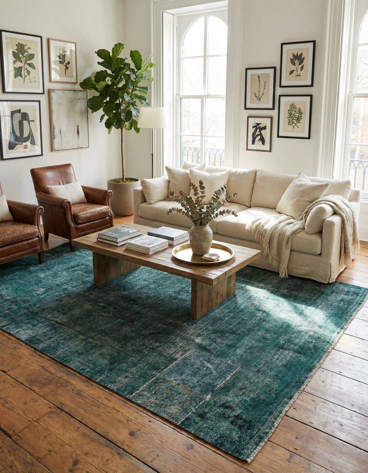 Detail image of 6' 6 x 9' 2  Hand Knotted Ultra Vintage Persian Wool Rug