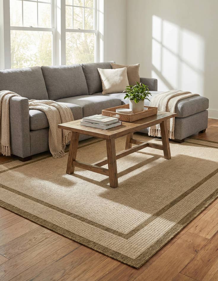 Detail image of 5' 3 x 8'  Washable Border Indoor / Outdoor Rug