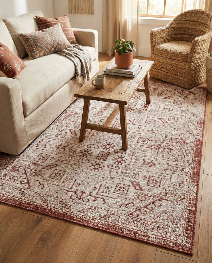 Detail image of 4' x 6' Easy-Clean Aztec Indoor / Outdoor Rug