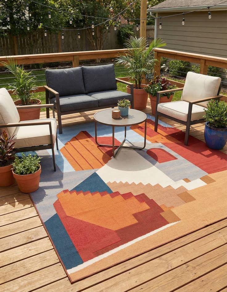 Detail image of 7' 10 x 10'  Washable Modern Indoor / Outdoor Rug