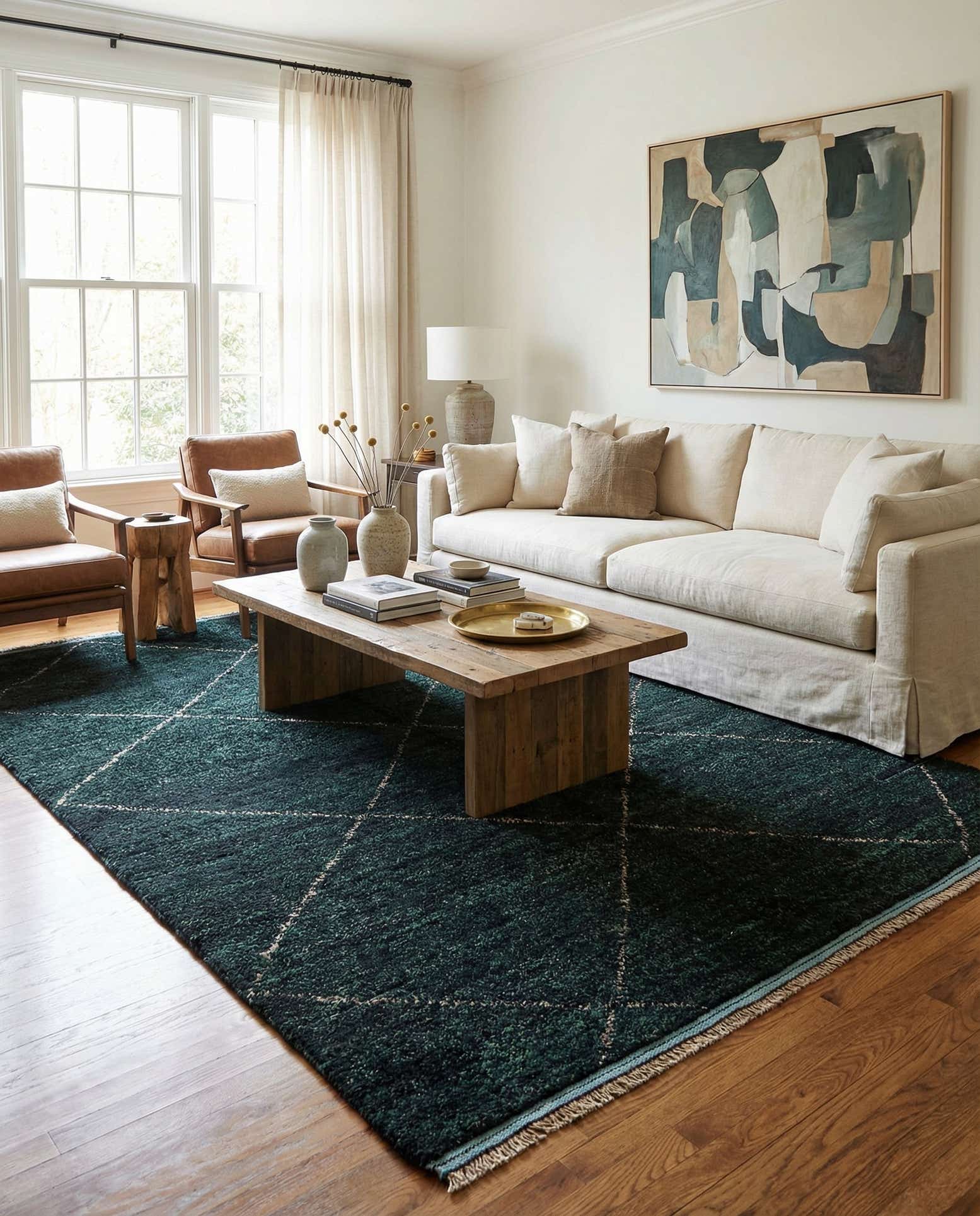 6' x 9' 5 Hand Knotted Moroccan Wool Rug