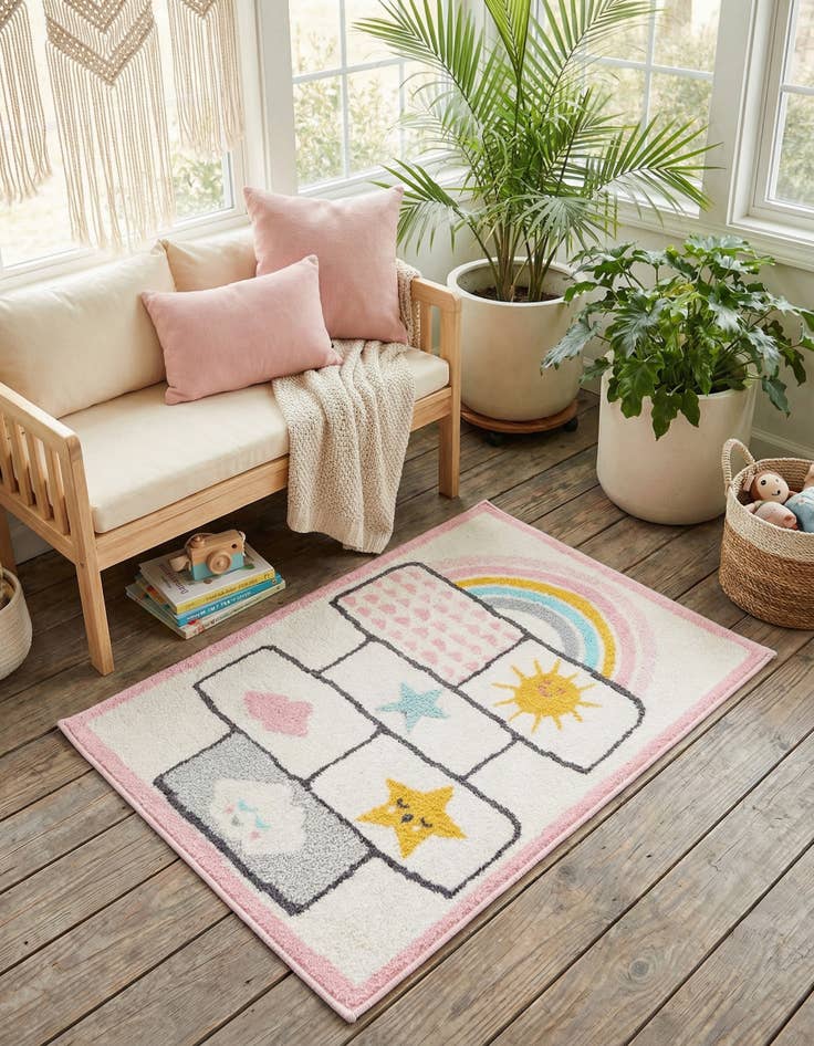 Detail image of 2' 2 x 3' Hopscotch Whimsy Kids Rug